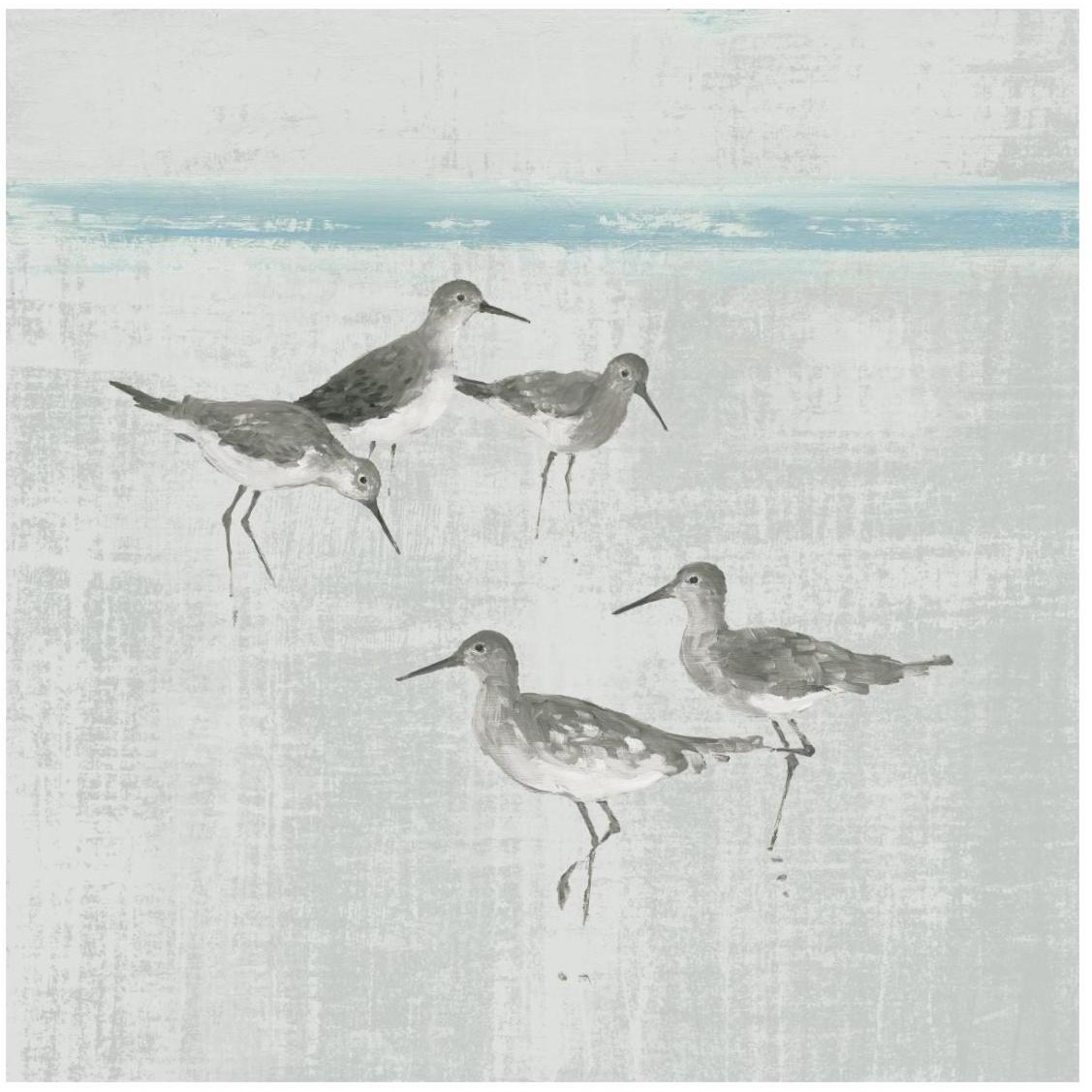 Sandpipers Square I Gray -Paper Art-26&quotx26"