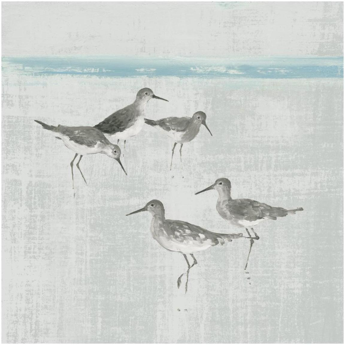 Sandpipers Square I Gray -Paper Art-42&quotx42"