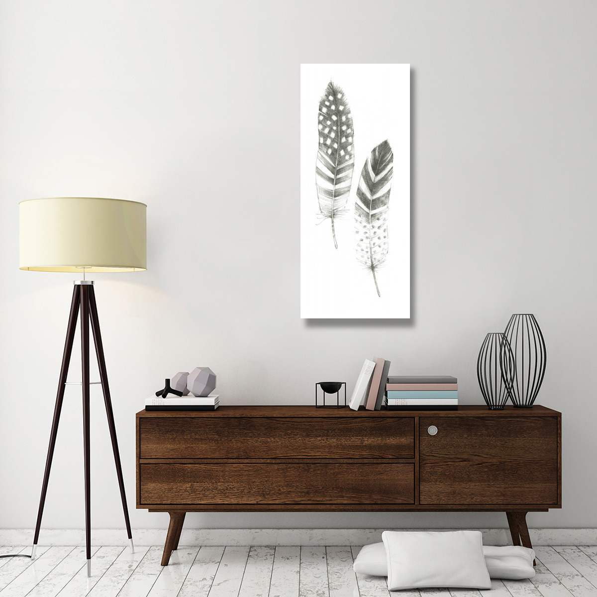 Feather Sketches VIII -Paper Art-22&quotx52"