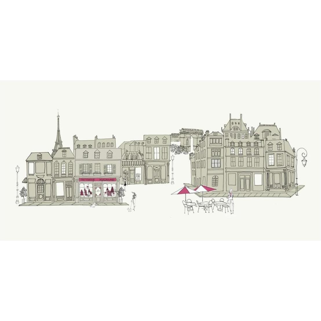 World Cafe V Paris II Pink -Paper Art-26&quotx14"