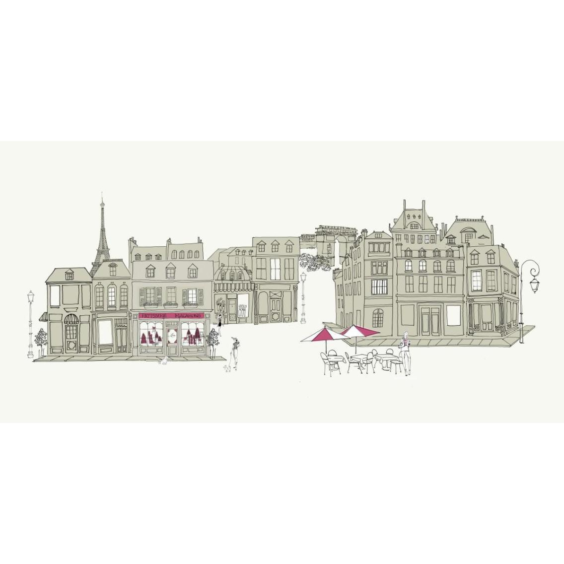 World Cafe V Paris II Pink -Paper Art-38&quotx20"