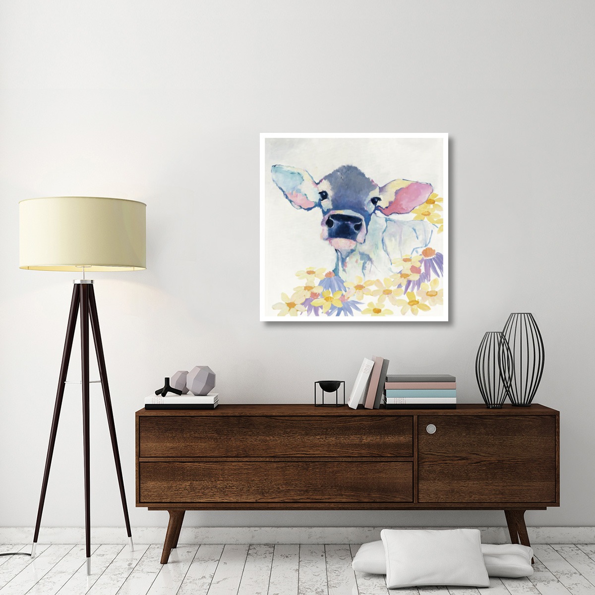 Bessie with Flowers -Paper Art-38&quotx38"