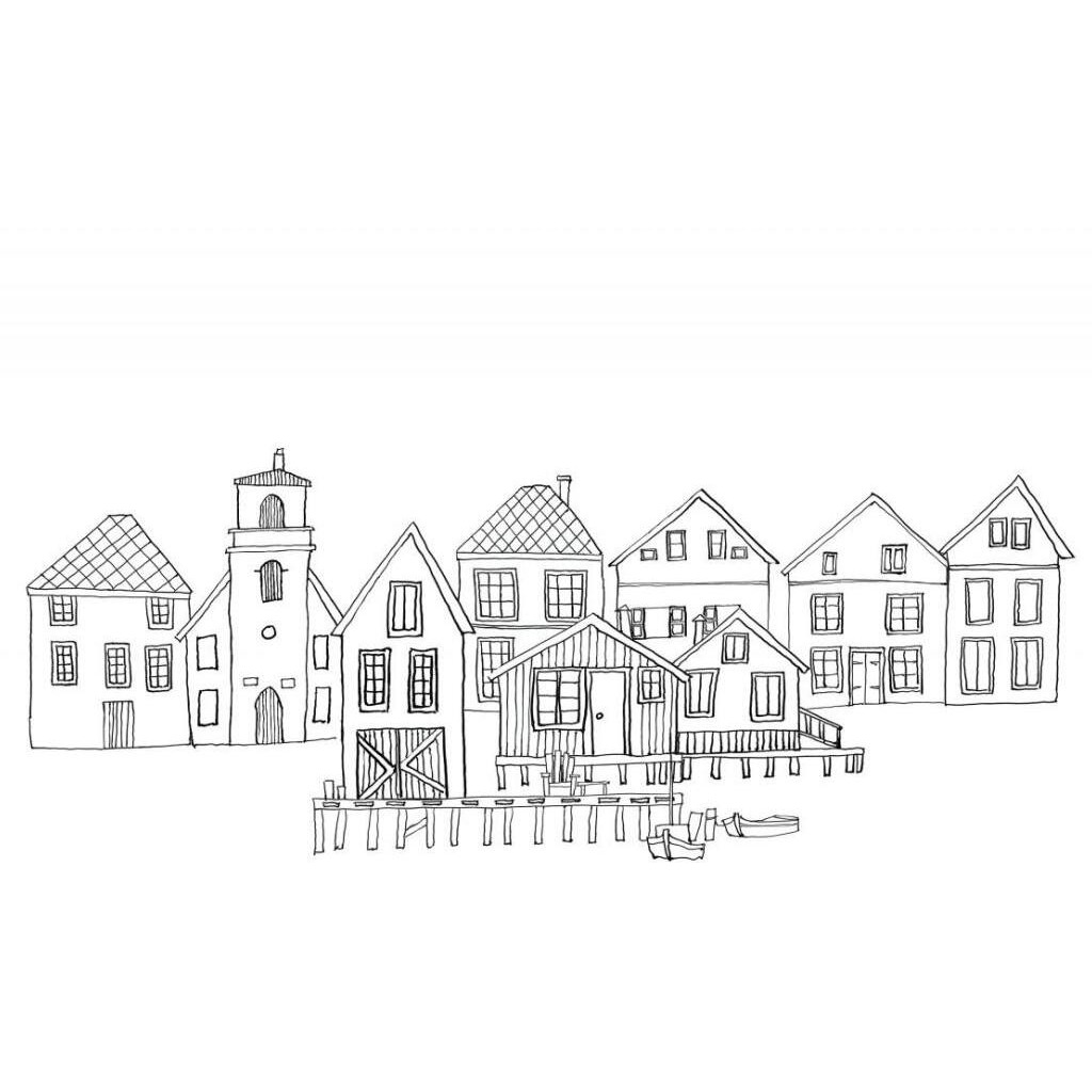 Nordic Village III Horizontal v2 -Paper Art-26&quotx22"
