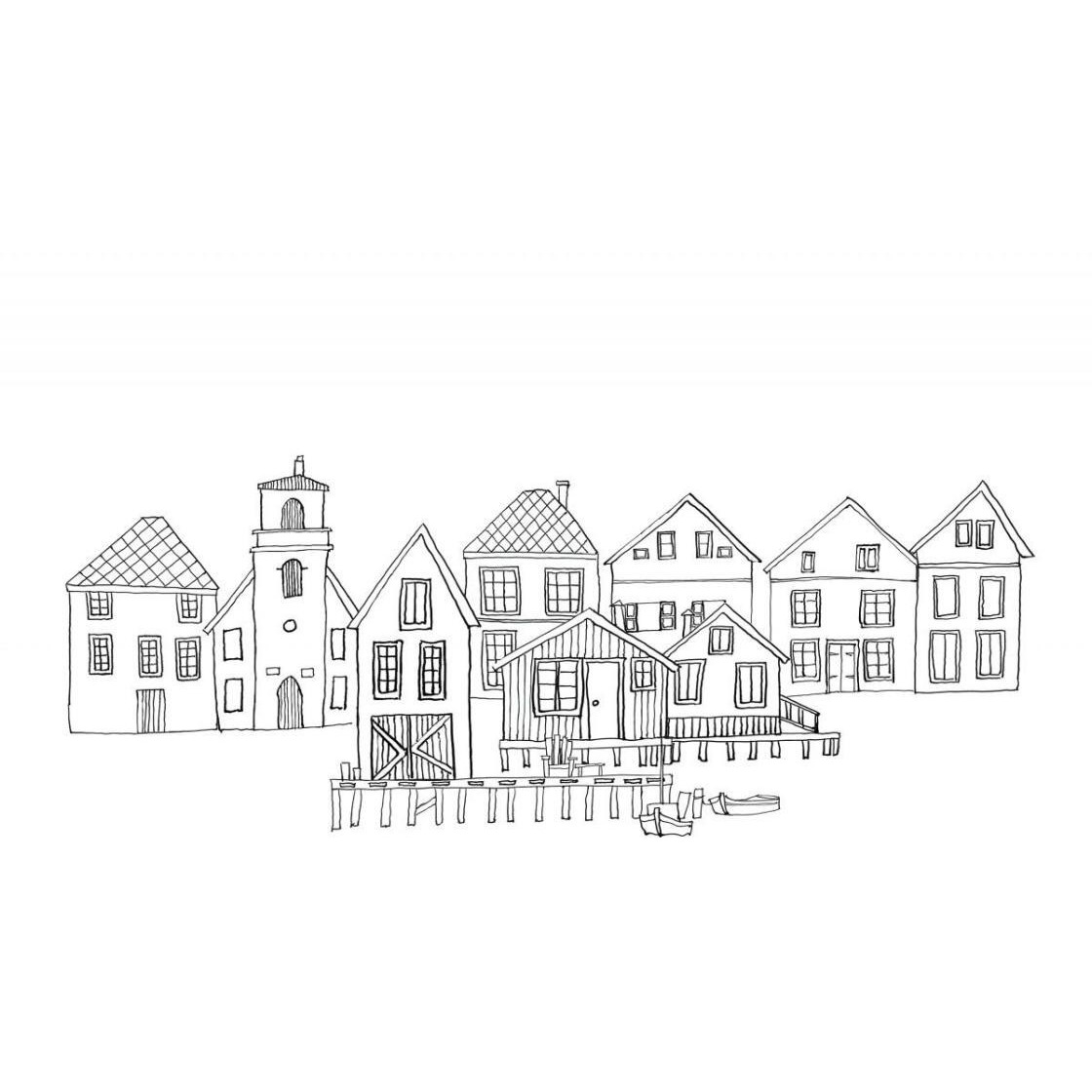 Nordic Village III Horizontal v2 -Paper Art-30&quotx24"