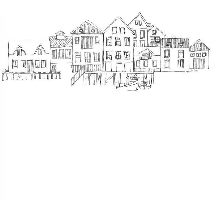 Nordic Village II Vertical -Paper Art-14&quotx18"