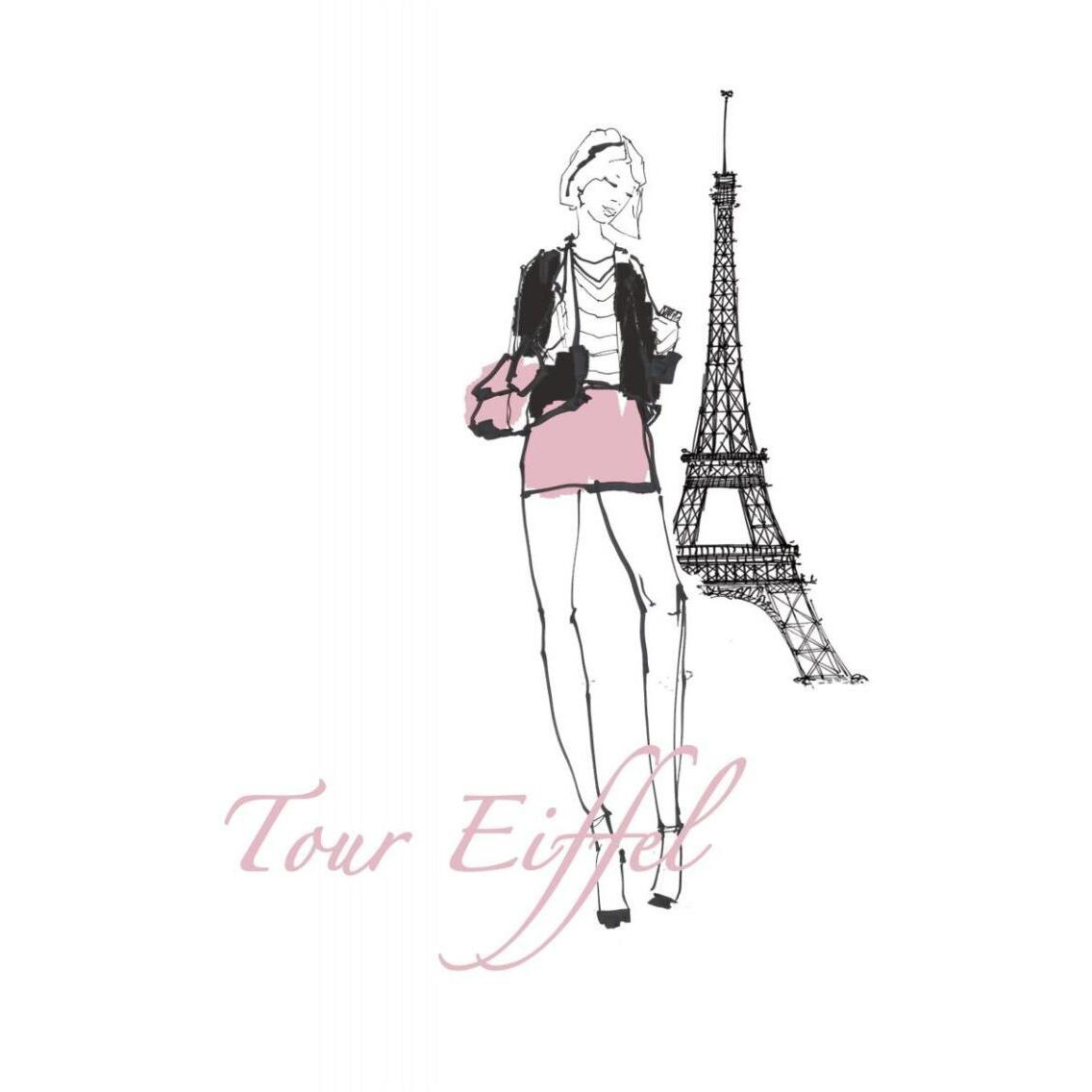 French Chic I Pink on White -Paper Art-30&quotx37"