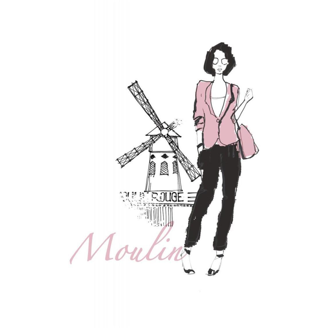 French Chic IV Pink on White -Paper Art-30&quotx37"
