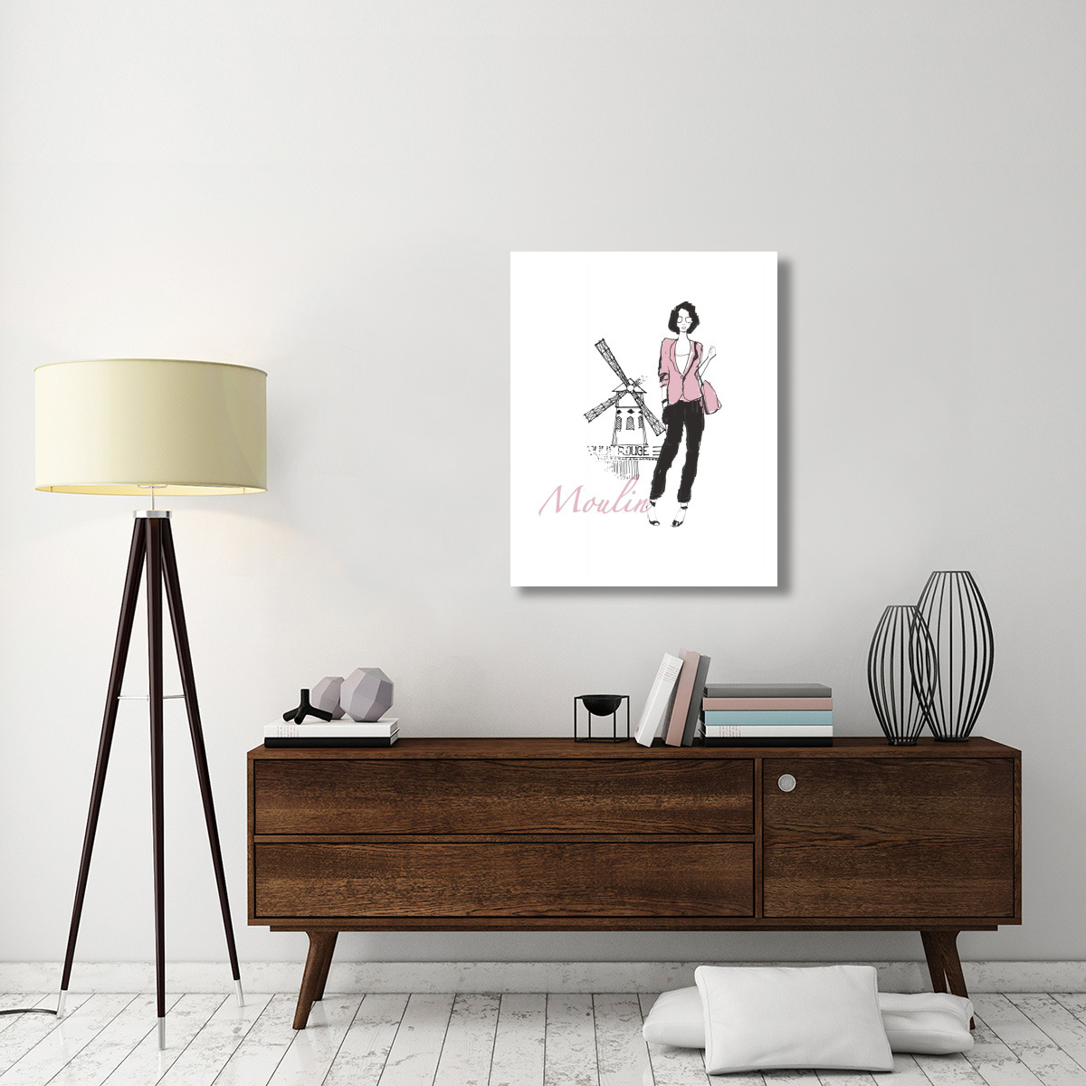 French Chic IV Pink on White -Paper Art-30&quotx37"