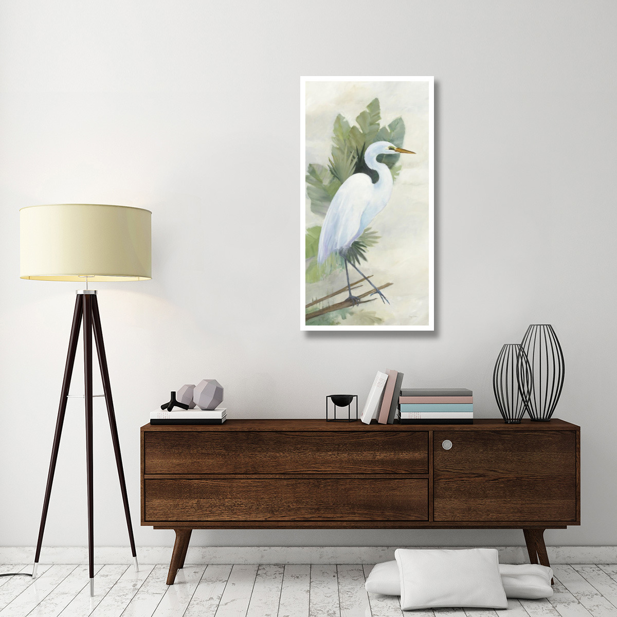 Standing Egret I Crop -Paper Art-26&quotx50"