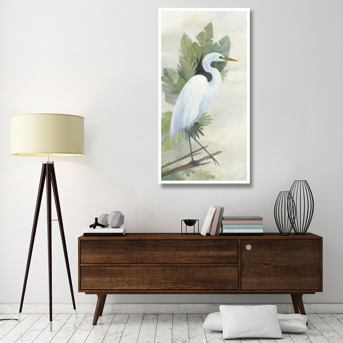 Standing Egret I Crop -Paper Art-32&quotx62"