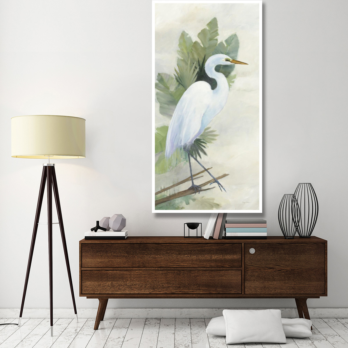 Standing Egret I Crop -Paper Art-38&quotx74"