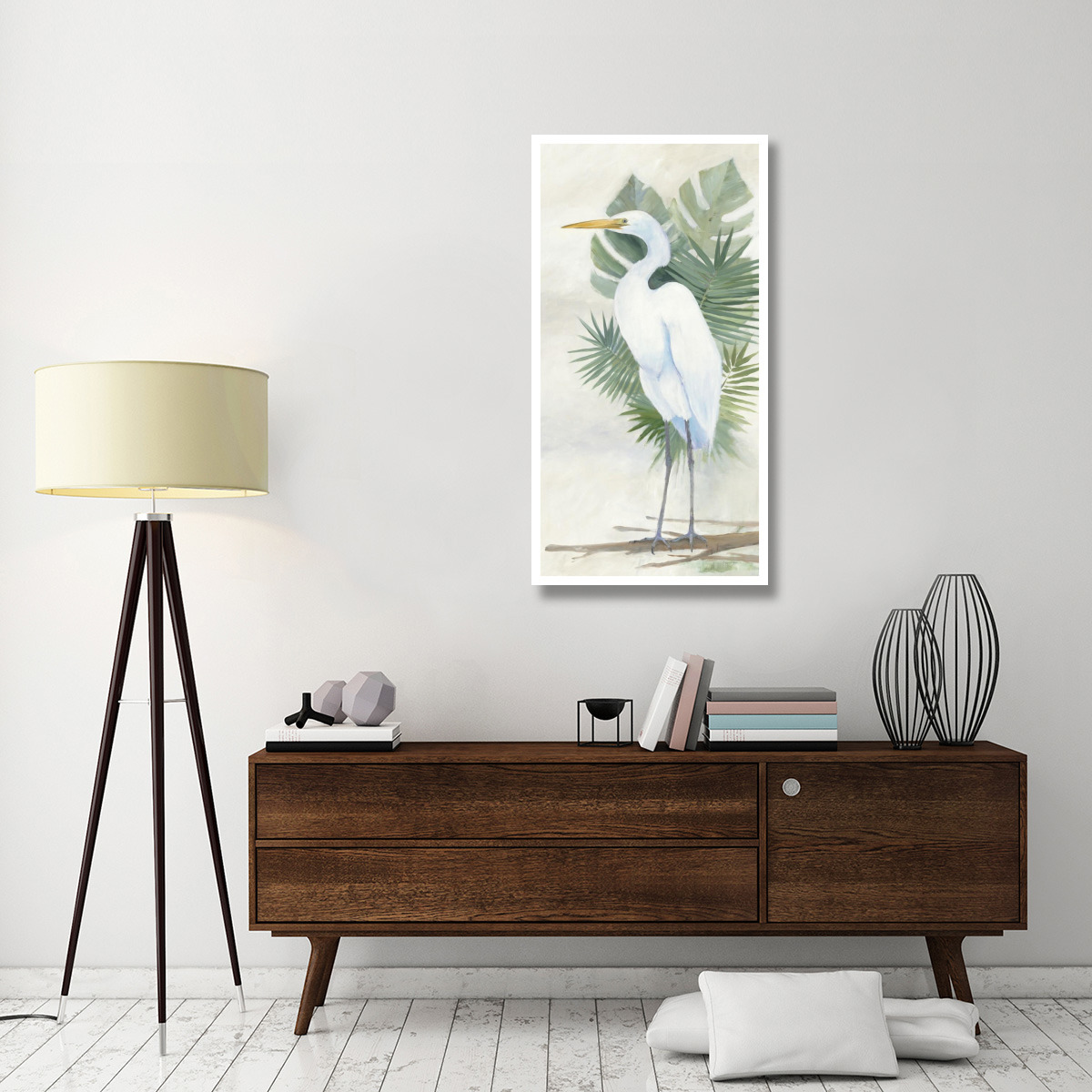Standing Egret II Crop -Paper Art-26&quotx50"