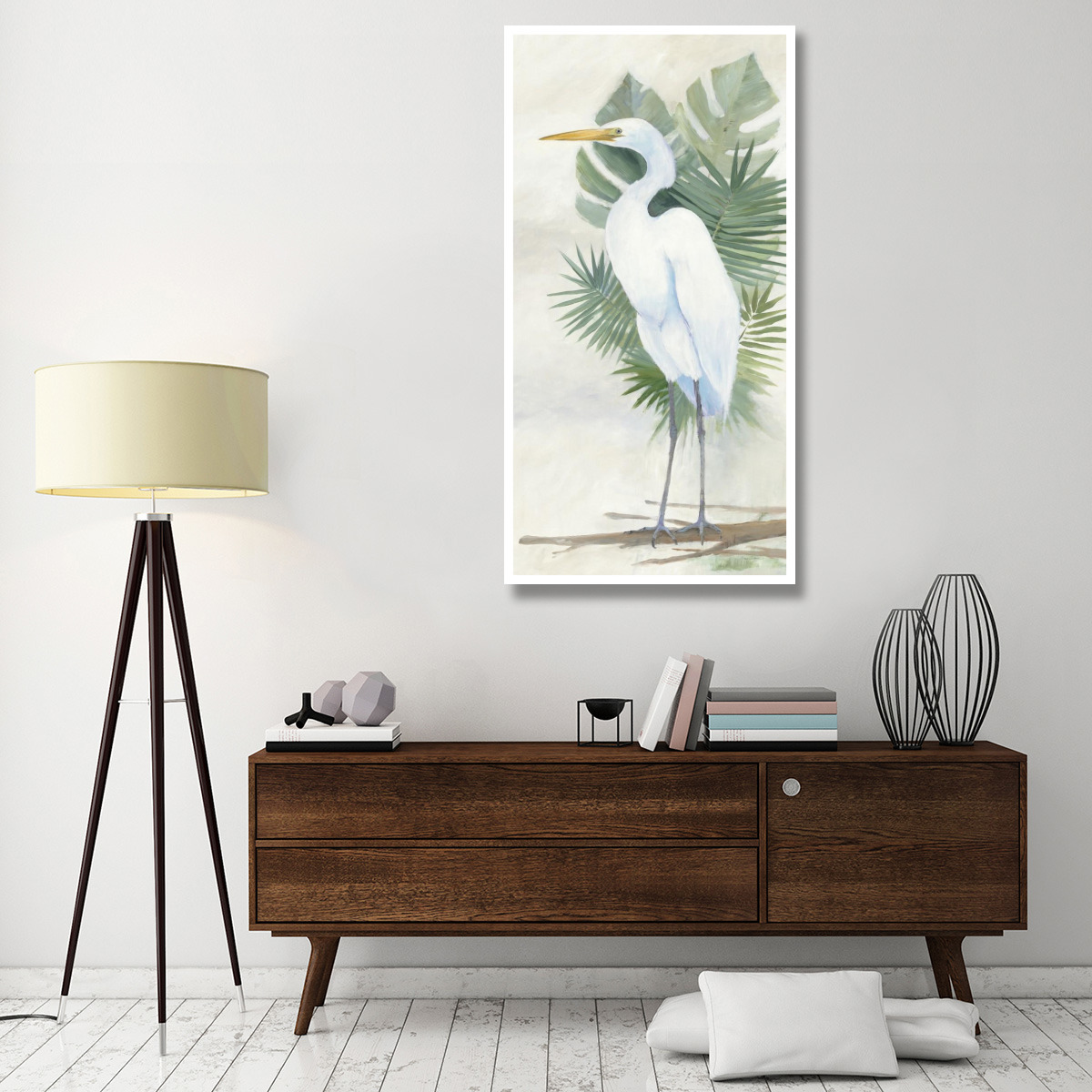 Standing Egret II Crop -Paper Art-32&quotx62"