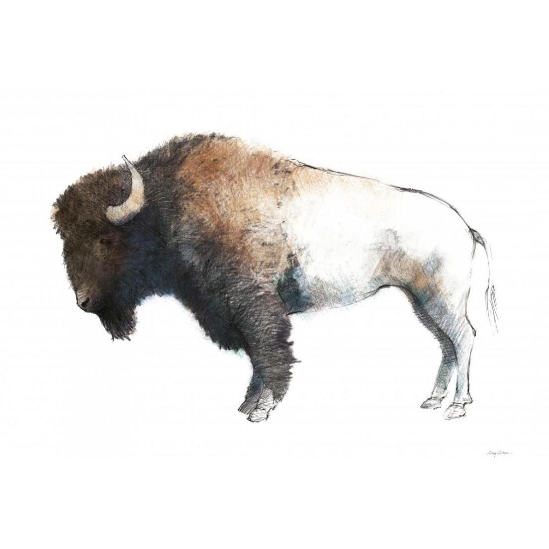 Colorful Bison Dark Brown -Paper Art-26&quotx22"