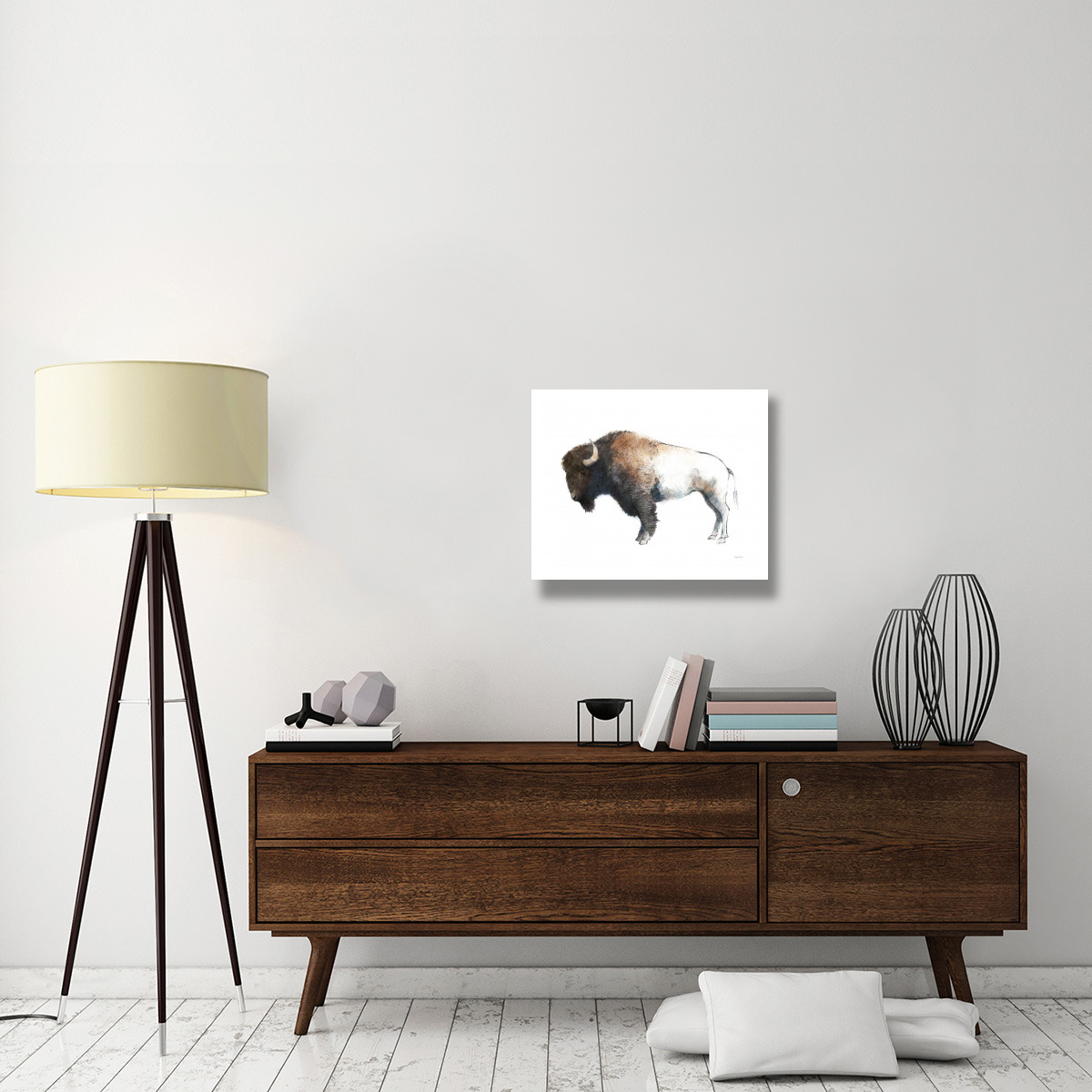 Colorful Bison Dark Brown -Paper Art-26&quotx22"