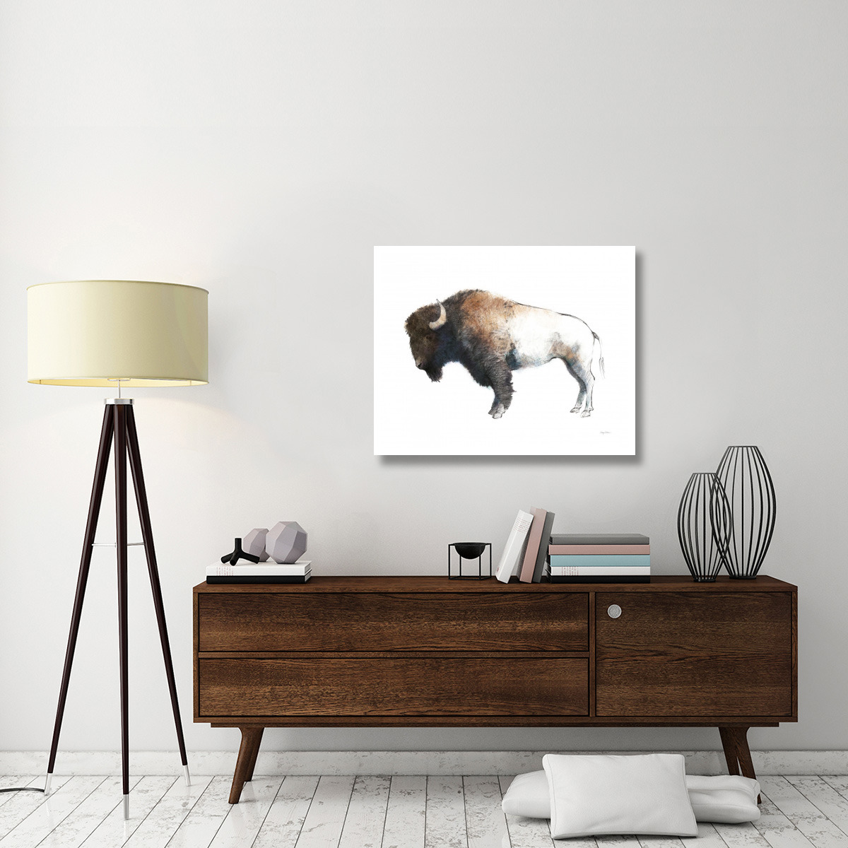 Colorful Bison Dark Brown -Paper Art-37&quotx30"