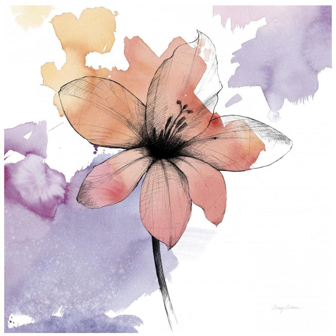 Watercolor Graphite Flower II -Paper Art-26&quotx26"