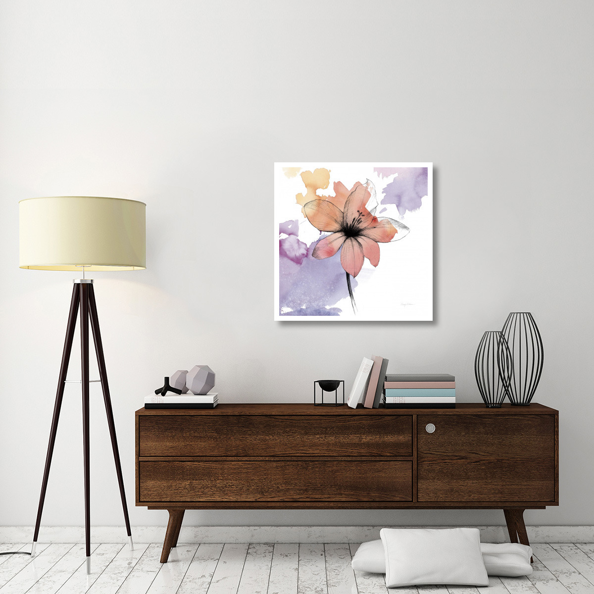 Watercolor Graphite Flower II -Paper Art-32&quotx32"