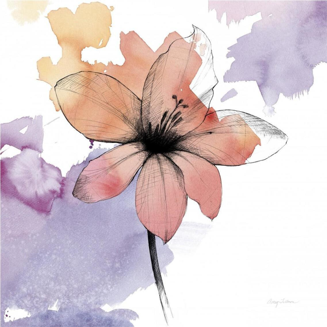 Watercolor Graphite Flower II -Paper Art-38&quotx38"