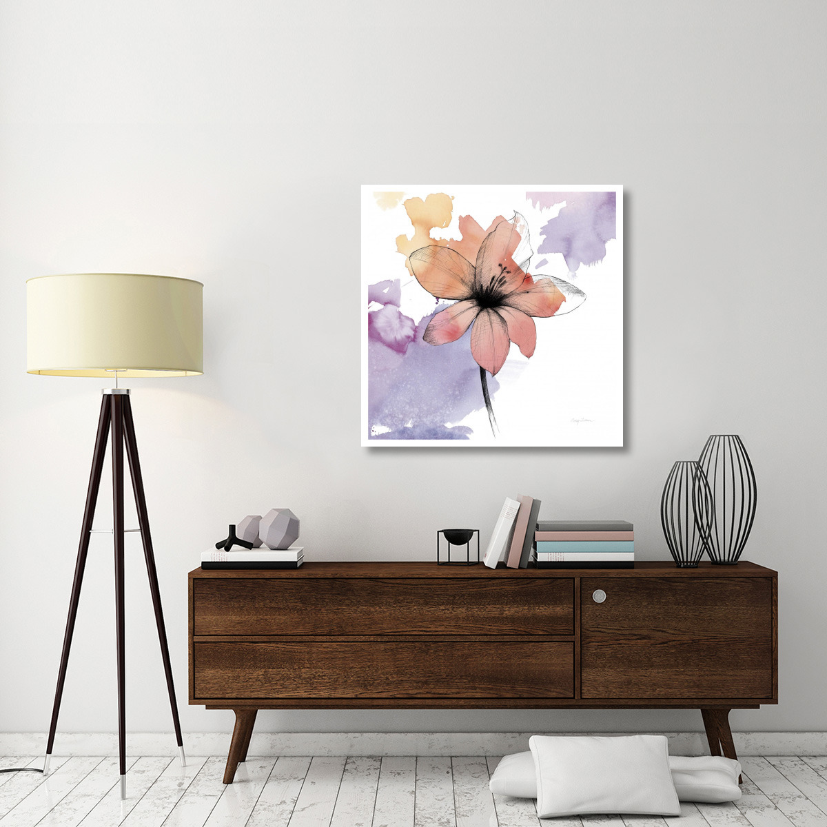 Watercolor Graphite Flower II -Paper Art-38&quotx38"