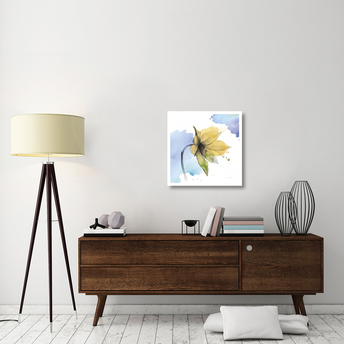 Watercolor Graphitge Flower VIII -Paper Art-26&quotx26"