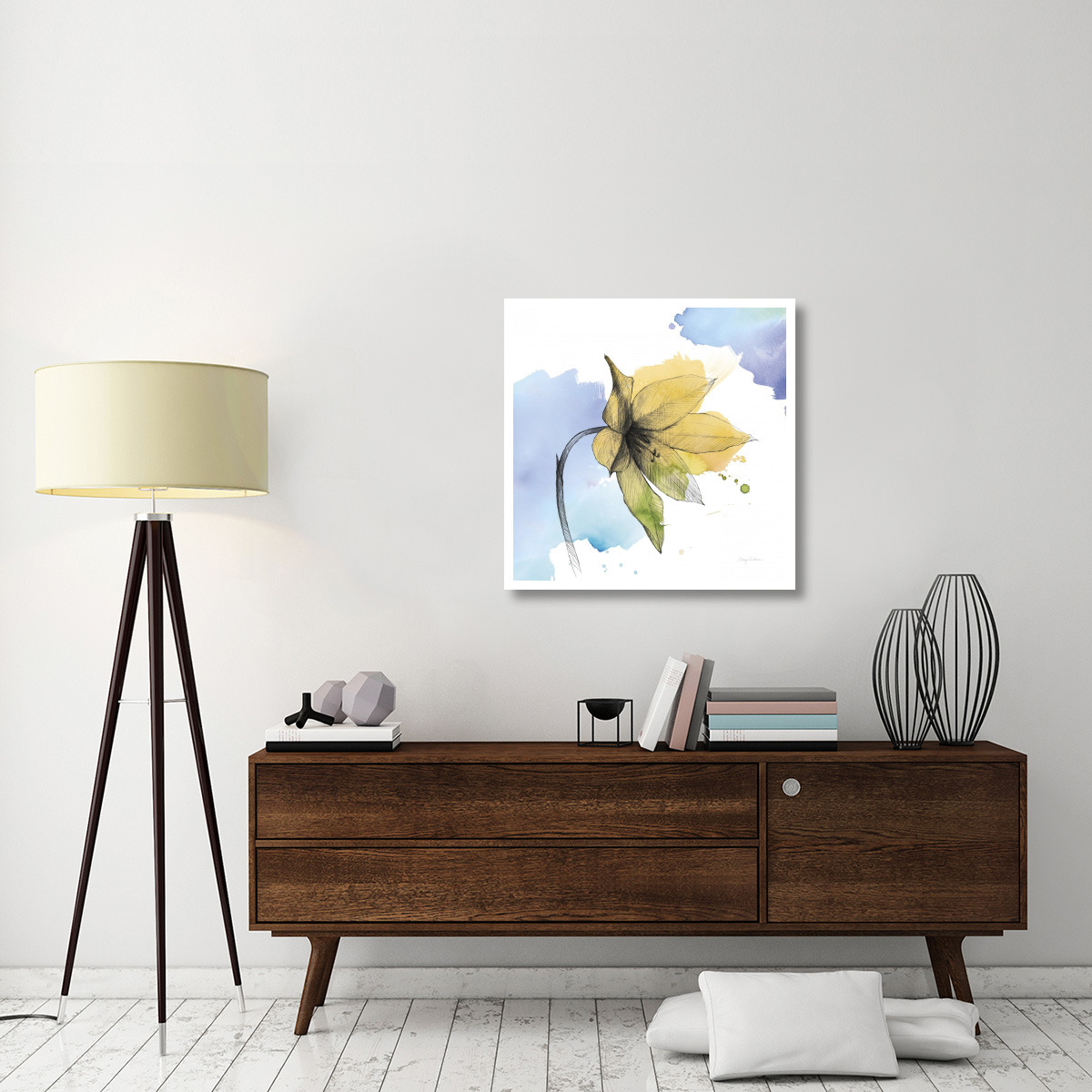 Watercolor Graphitge Flower VIII -Paper Art-32&quotx32"