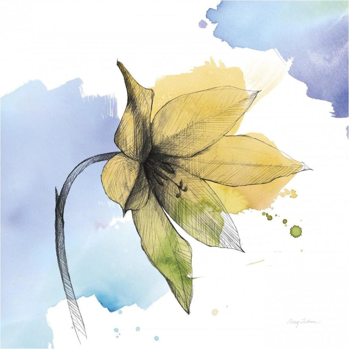Watercolor Graphitge Flower VIII -Paper Art-38&quotx38"