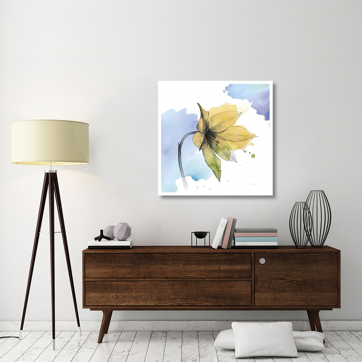 Watercolor Graphitge Flower VIII -Paper Art-38&quotx38"
