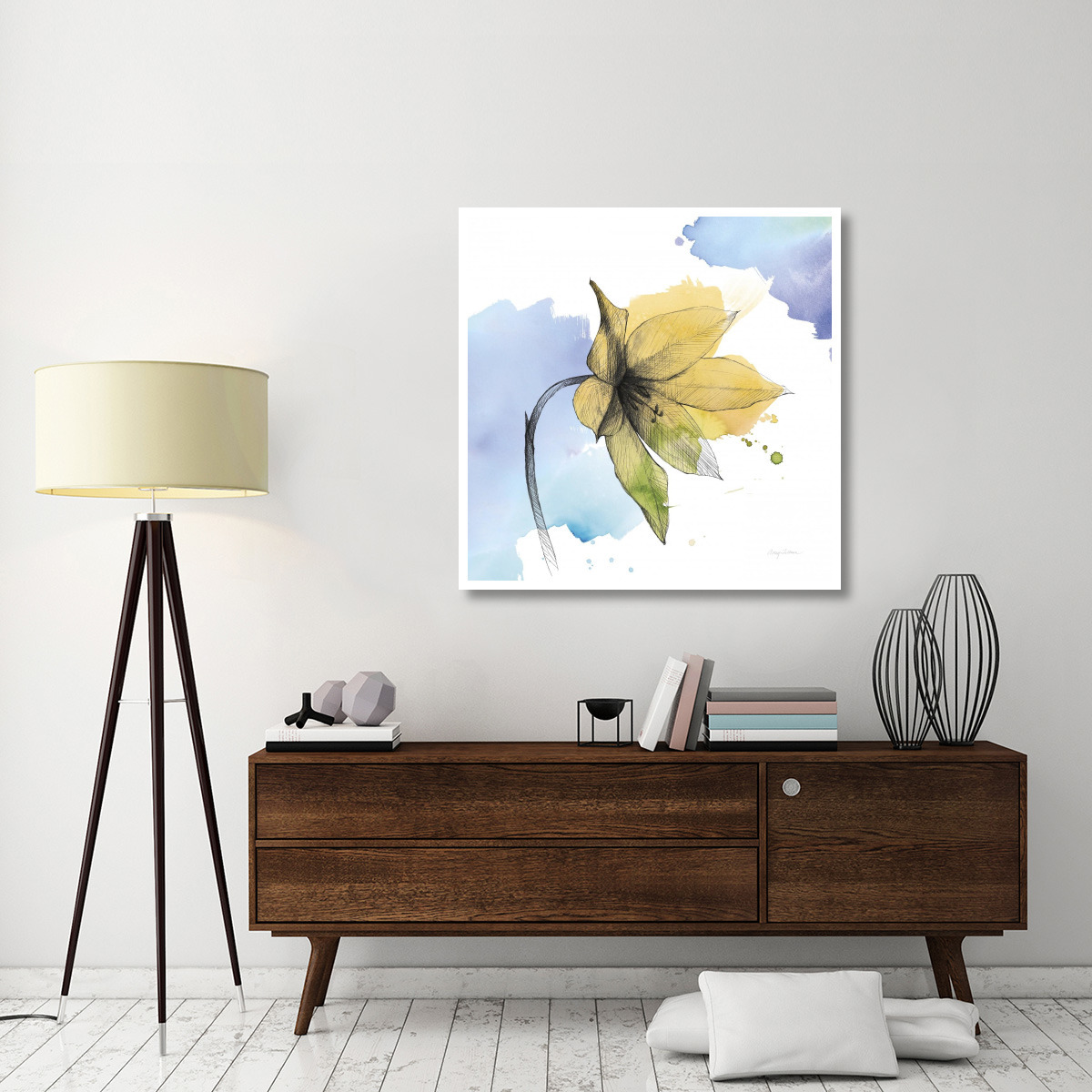 Watercolor Graphitge Flower VIII -Paper Art-42&quotx42"
