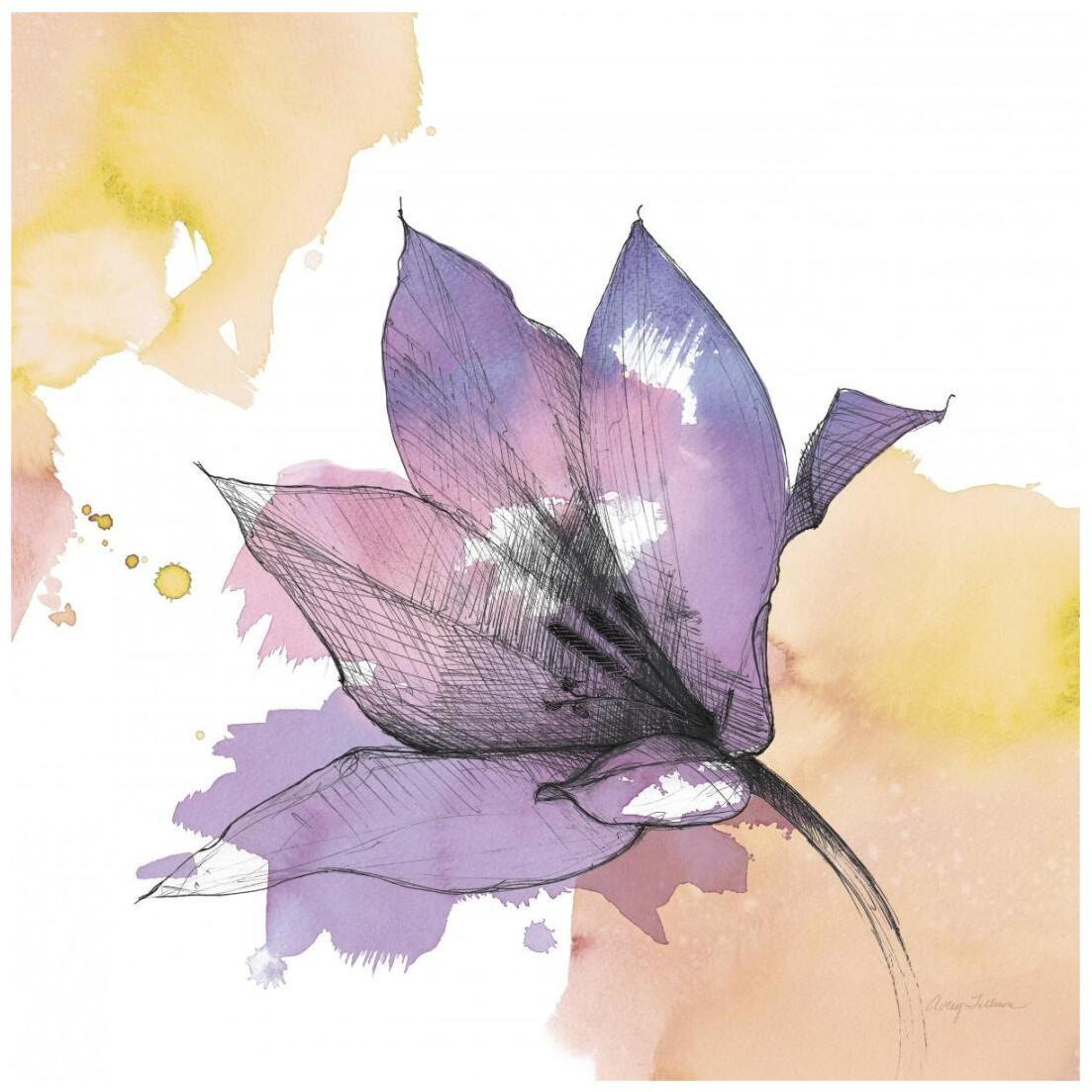 Watercolor Graphite Flower IX -Paper Art-20&quotx20"