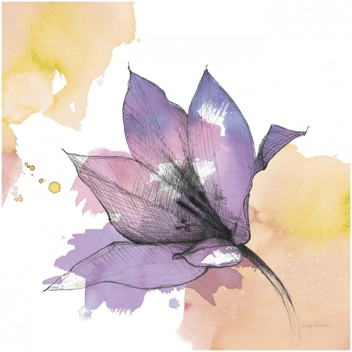 Watercolor Graphite Flower IX -Paper Art-32&quotx32"