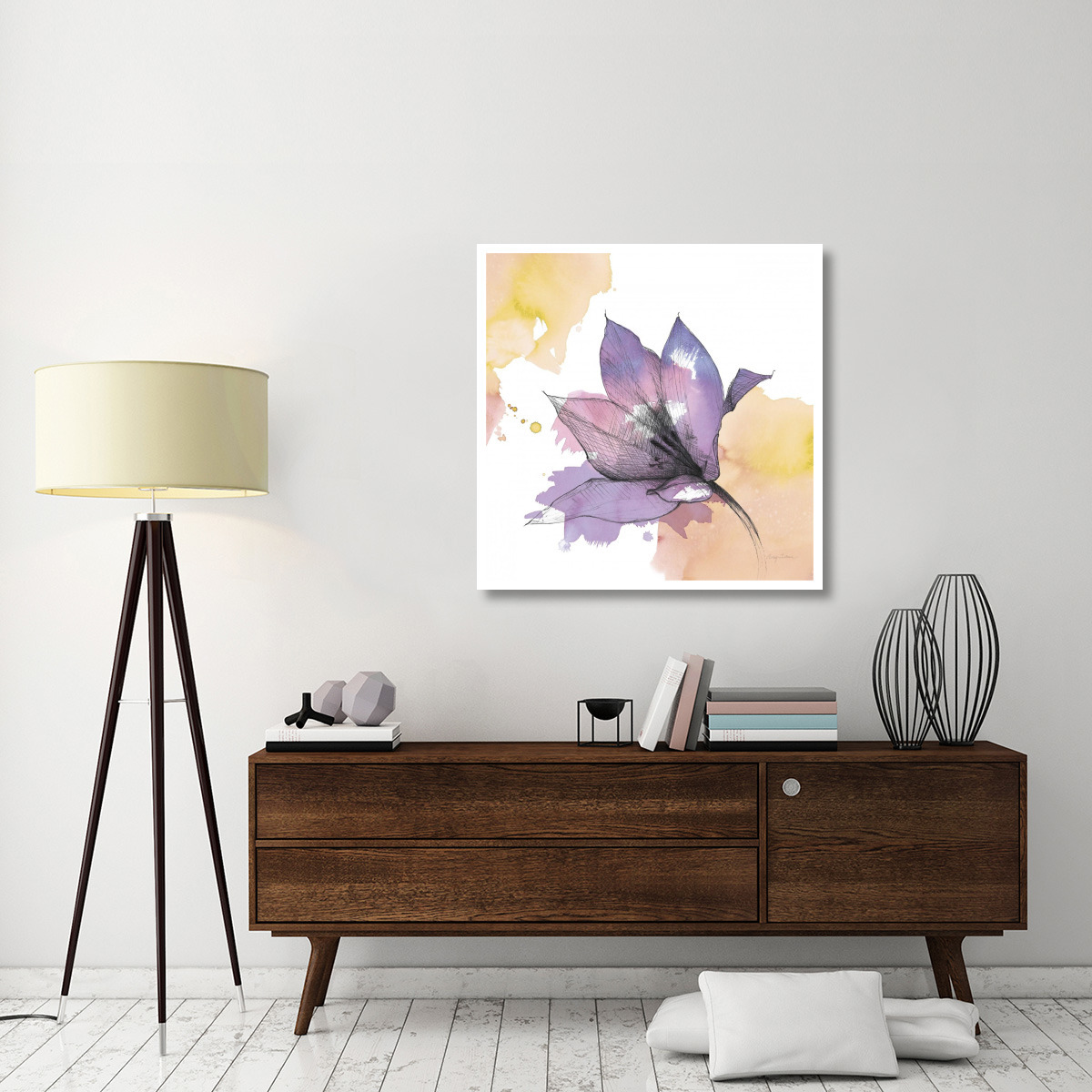Watercolor Graphite Flower IX -Paper Art-38&quotx38"