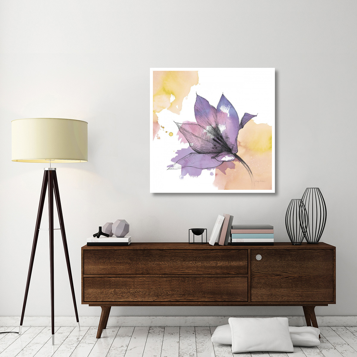 Watercolor Graphite Flower IX -Paper Art-42&quotx42"