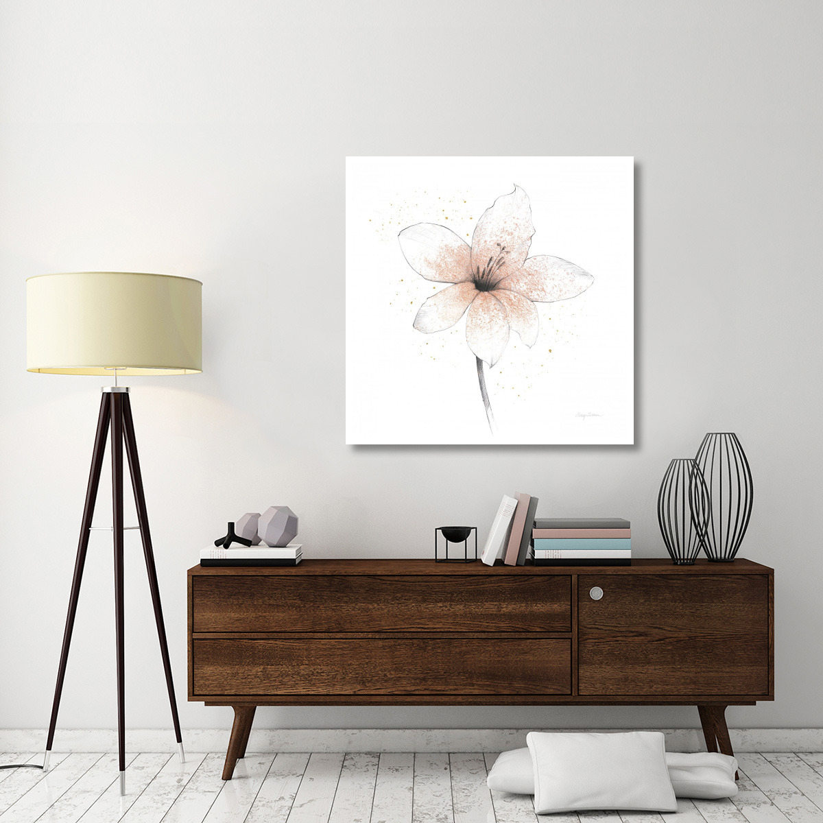 Coral Graphite Flower II -Paper Art-42&quotx42"