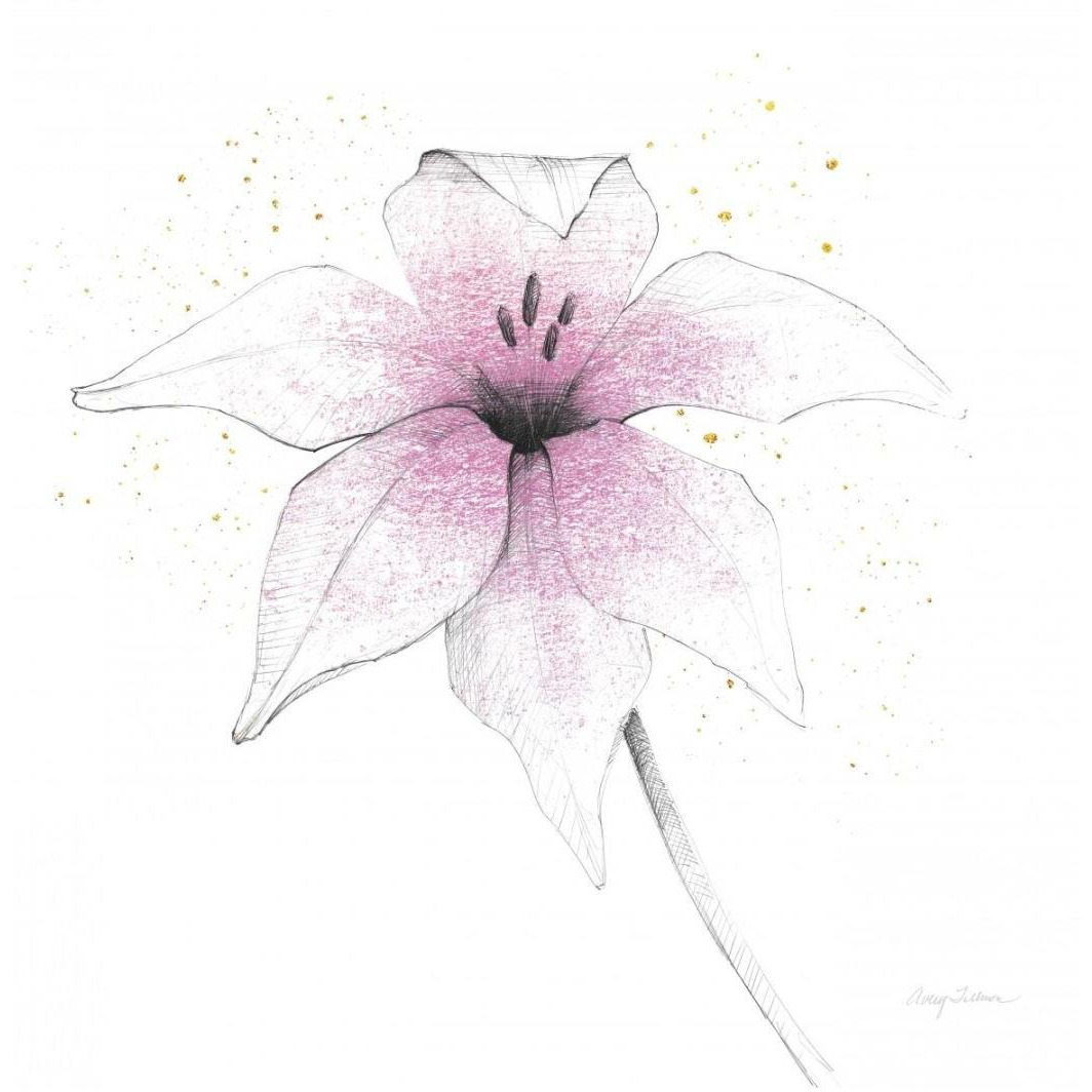 Pink Graphite Flower V -Paper Art-20&quotx20"