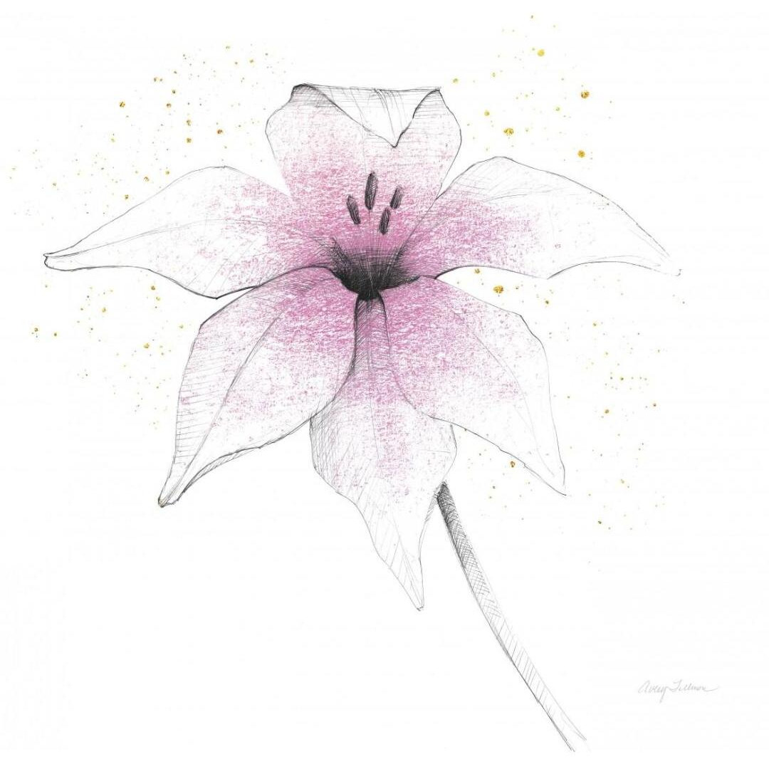 Pink Graphite Flower V -Paper Art-26&quotx26"
