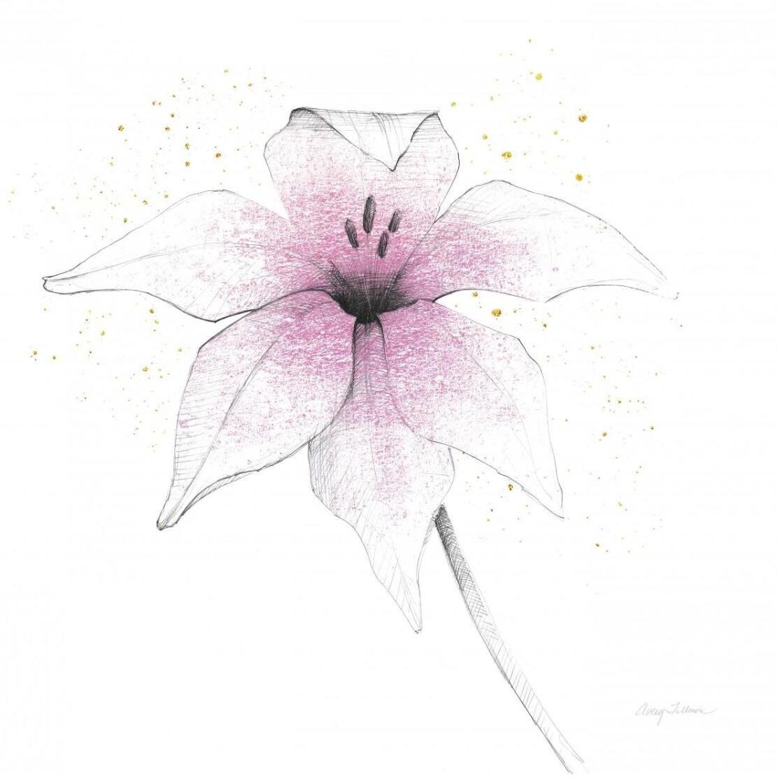 Pink Graphite Flower V -Paper Art-32&quotx32"