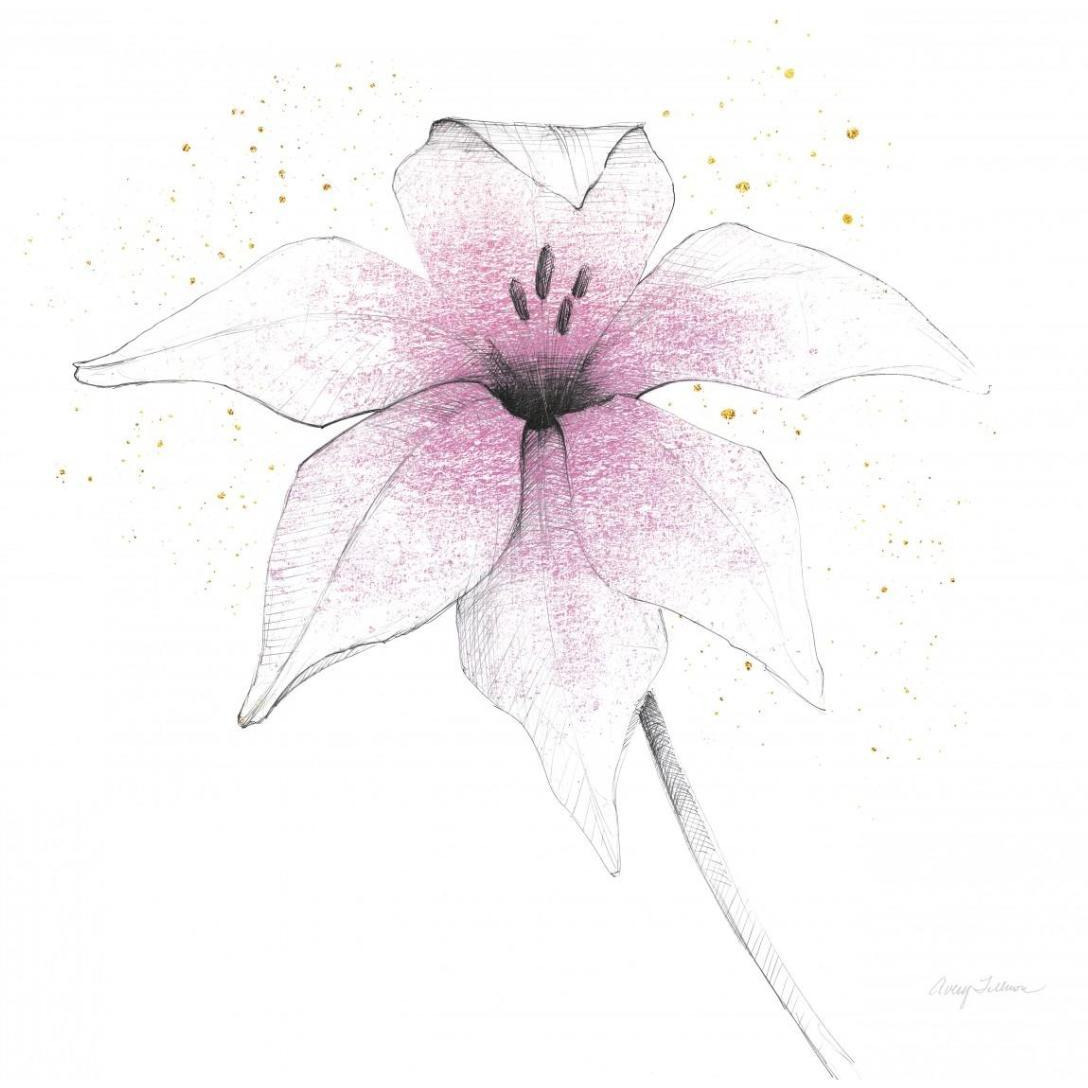 Pink Graphite Flower V -Paper Art-38&quotx38"