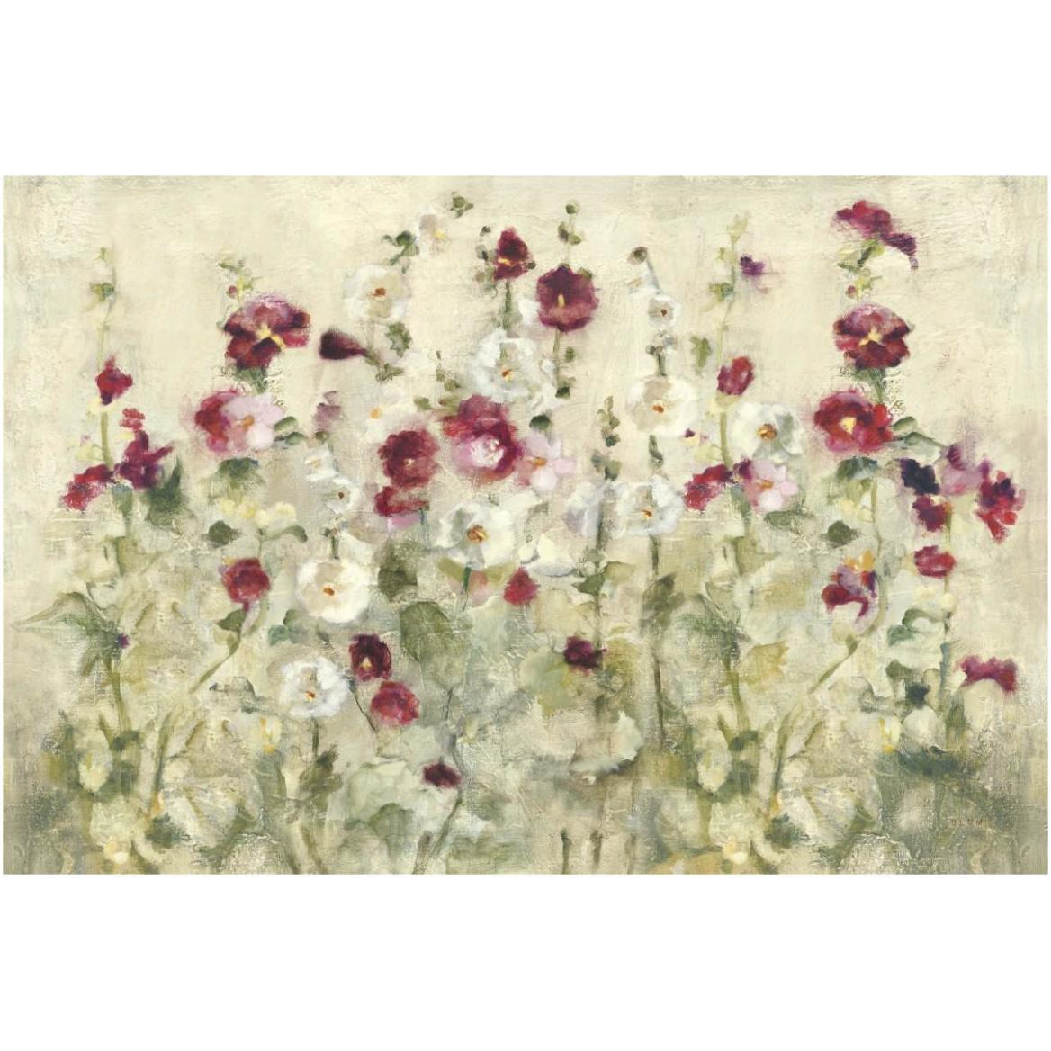 Hollyhocks Row Cool -Paper Art-62&quotx42"