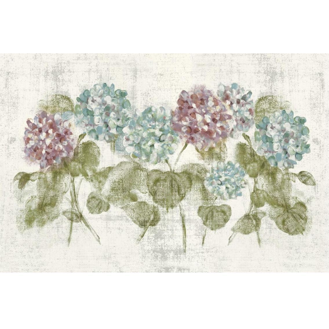 Vibrant Row of Hydrangea No Border -Paper Art-38&quotx26"