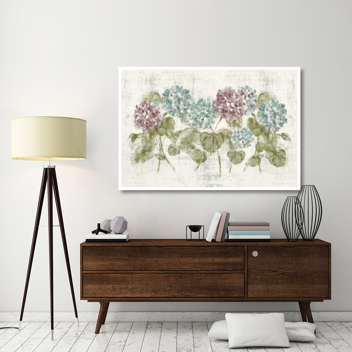 Vibrant Row of Hydrangea No Border -Paper Art-62&quotx42"