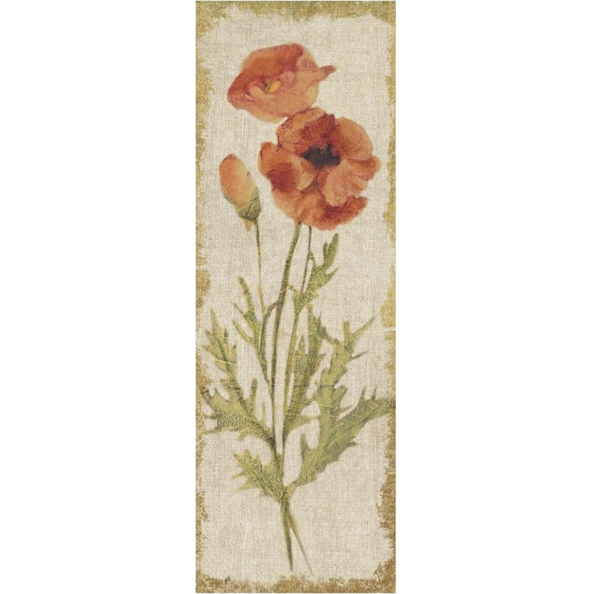Poppy Panel on White Vintage -Paper Art-26&quotx74"