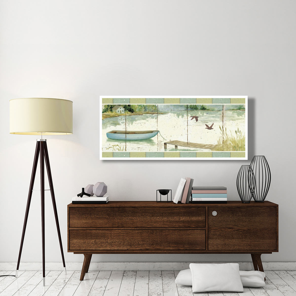 Lakeside Dock -Paper Art-62&quotx26"