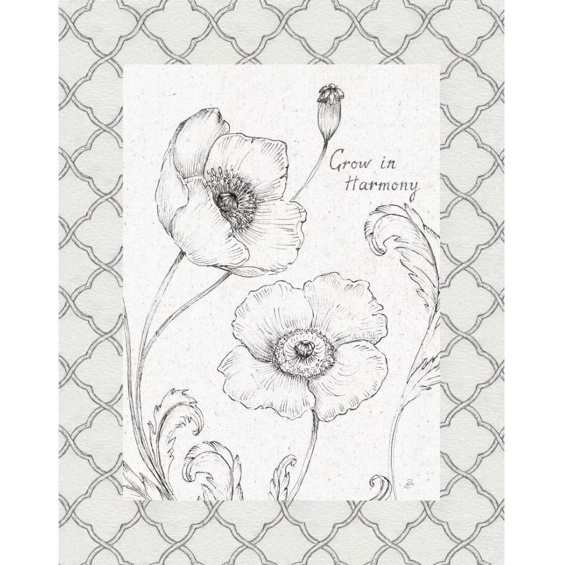 Blossom Sketches Words I Border -Paper Art-24&quotx30"