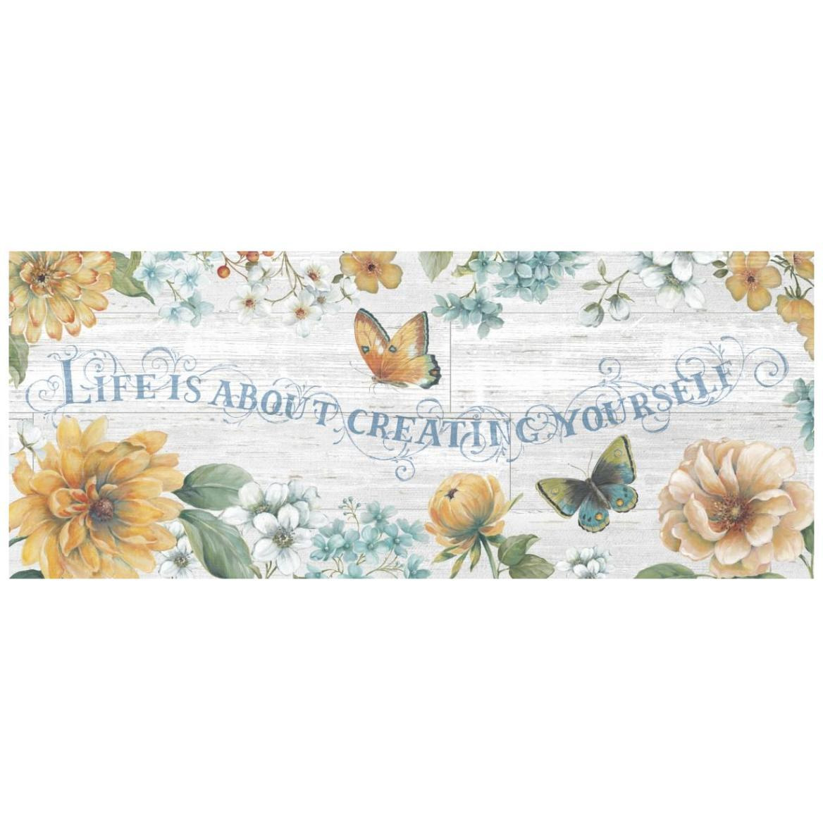 Butterfly Bloom IV on Wood Gray -Paper Art-42&quotx18"