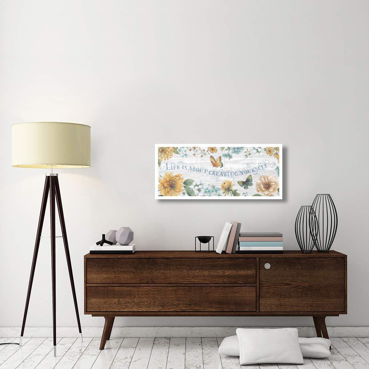 Butterfly Bloom IV on Wood Gray -Paper Art-42&quotx18"