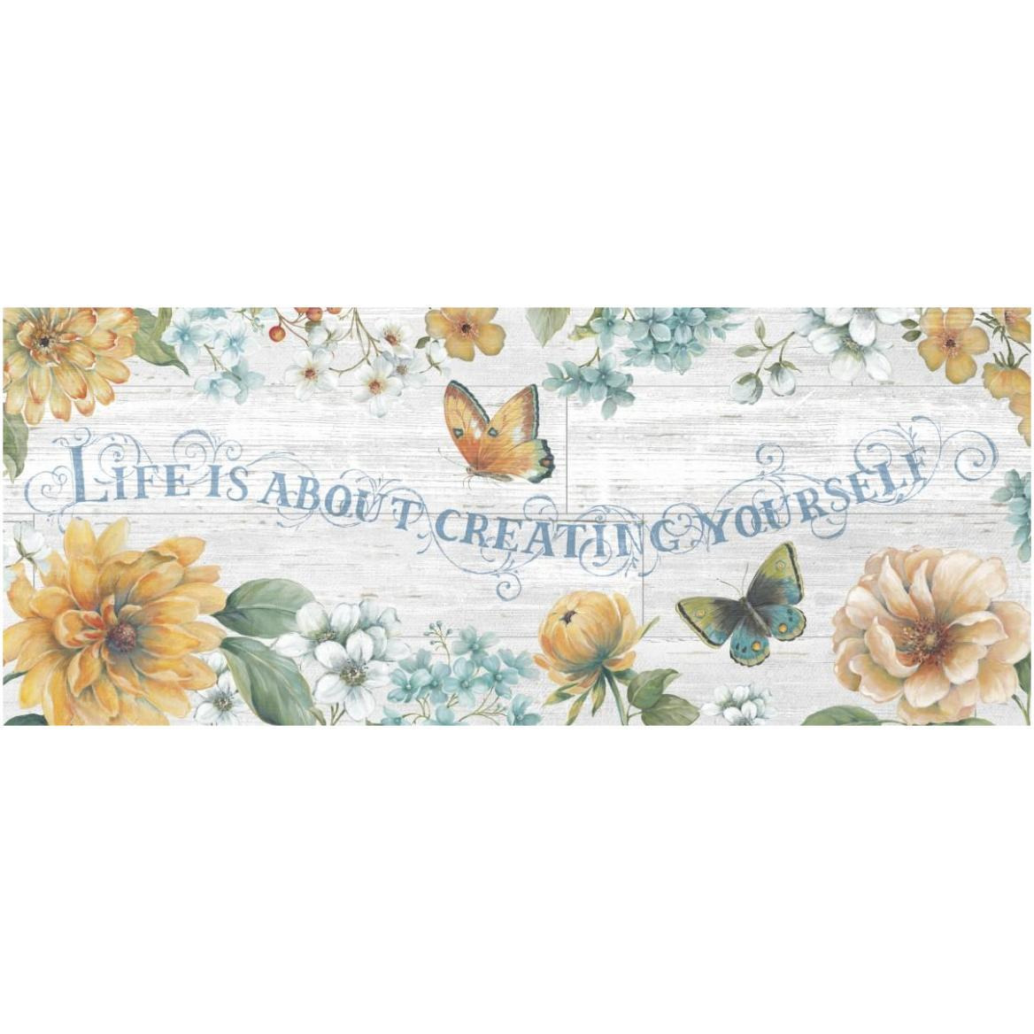 Butterfly Bloom IV on Wood Gray -Paper Art-62&quotx26"