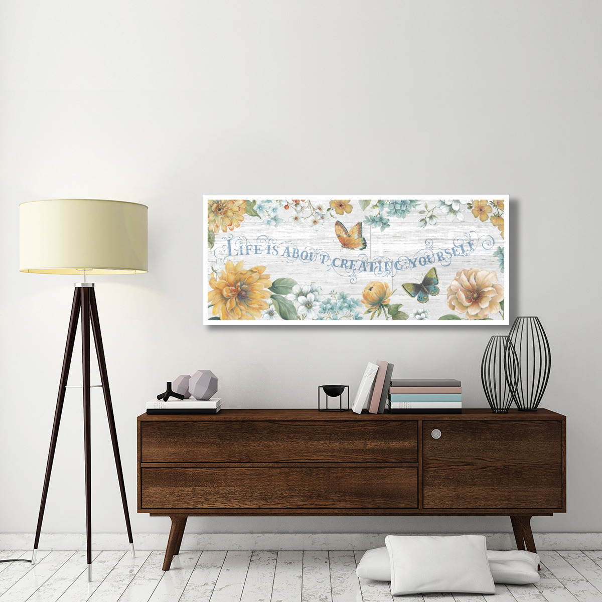 Butterfly Bloom IV on Wood Gray -Paper Art-62&quotx26"