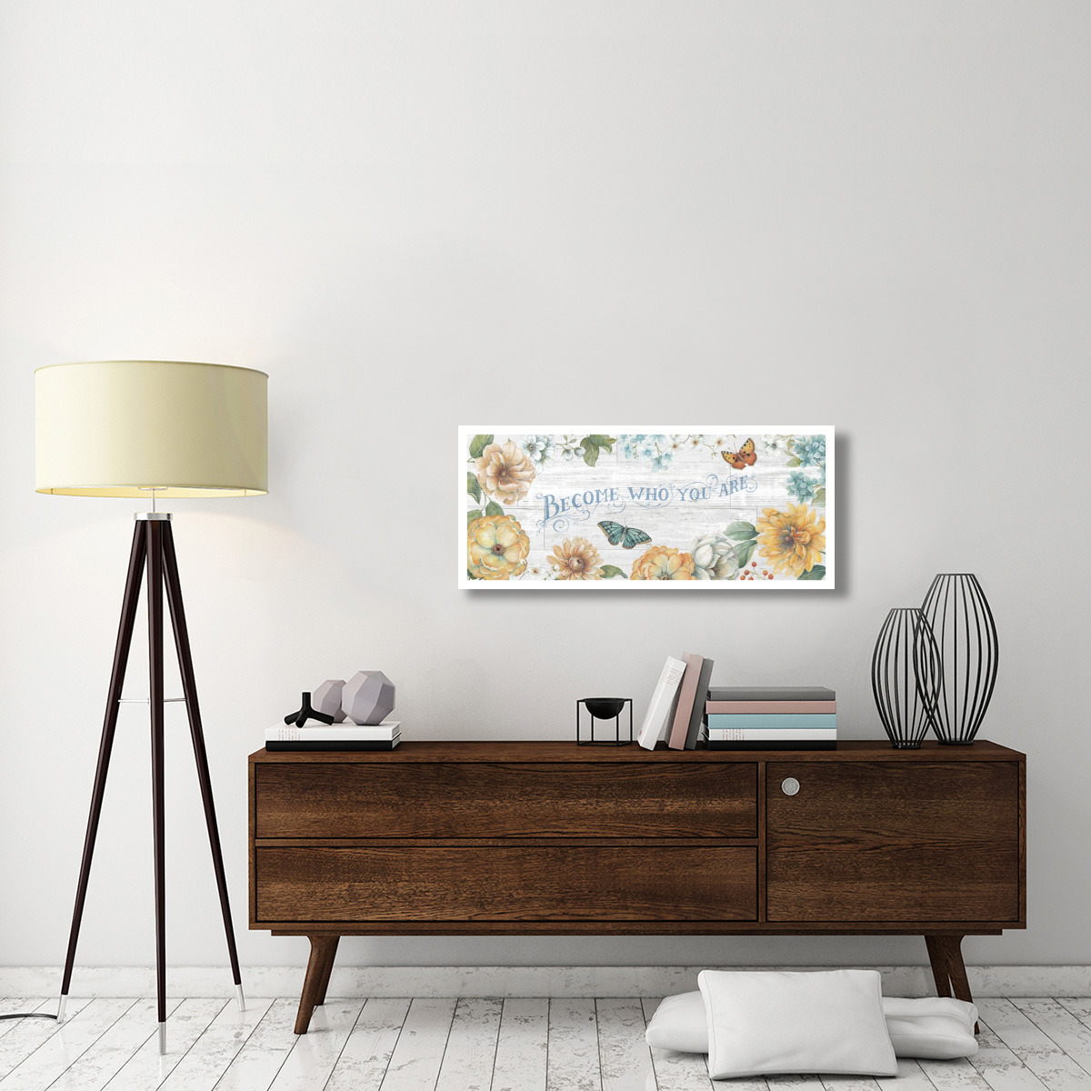 Butterfly Bloom V on Wood Gray -Paper Art-42&quotx18"