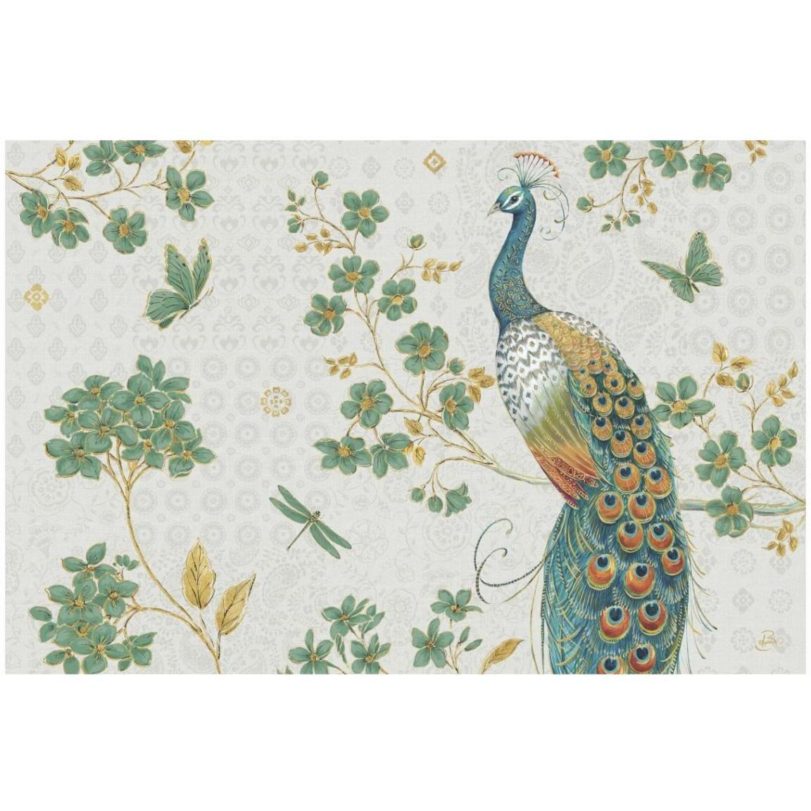Ornate Peacock IV -Paper Art-20&quotx14"